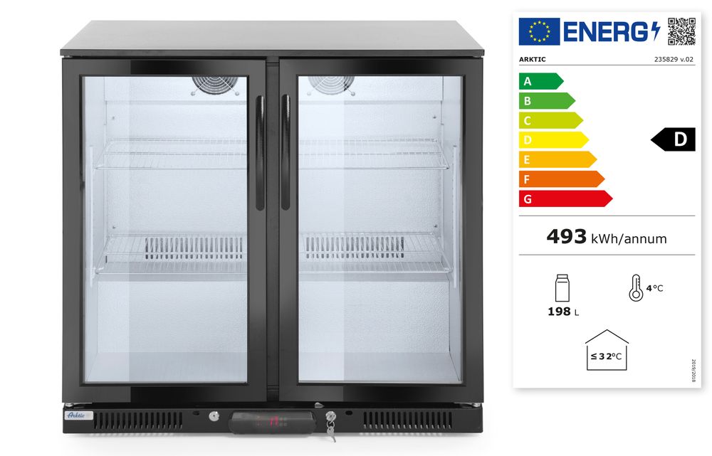 Kühlschrank mit doppelter Tür auf der Rückseite Arktic 180L Schwarz 220-240V/160W 900x540x(H)890mm-ING11162 Kühlschrank mit doppelter Tür auf der Rückseite Arktic 180L Schwarz 220-240V/160W 900x540x(H)890mm-ING11162