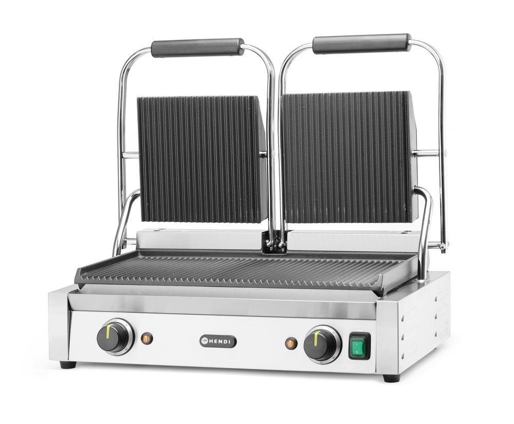 Kontaktgrill - Doppelversion  gerillte Ausführung    oben und unten gerillt  230V/3600W  570x395x(H)-ING11608