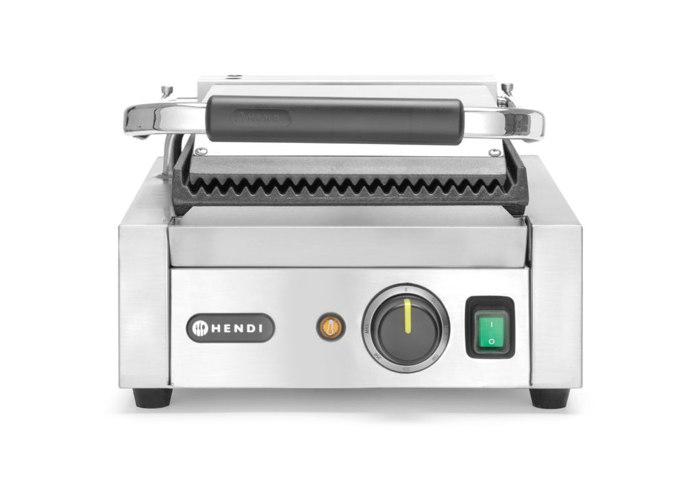 Kontaktgrill - Einzelversion    oben und unten gerillt  230V/1800W  310x426x(H)510mm-ING11607