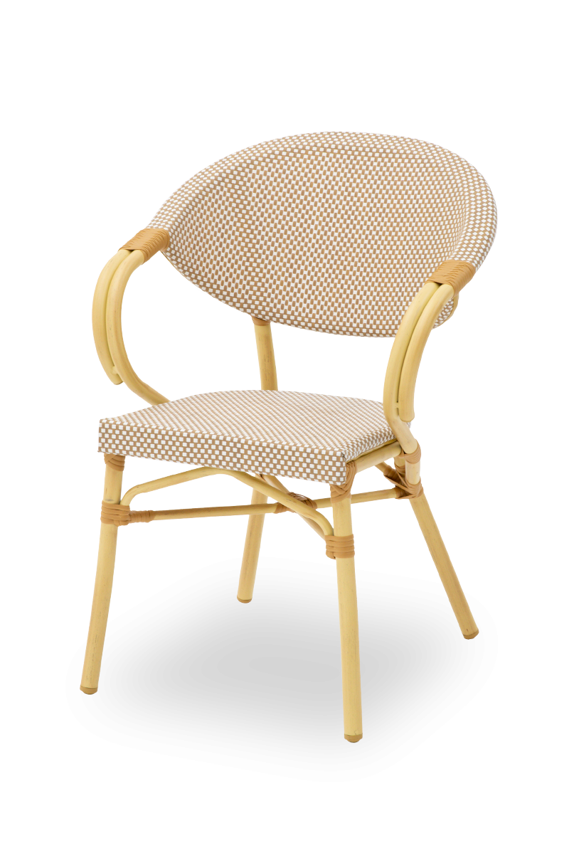 Stuhl Udine in Farbe Beige aus Technorattan Outdoor