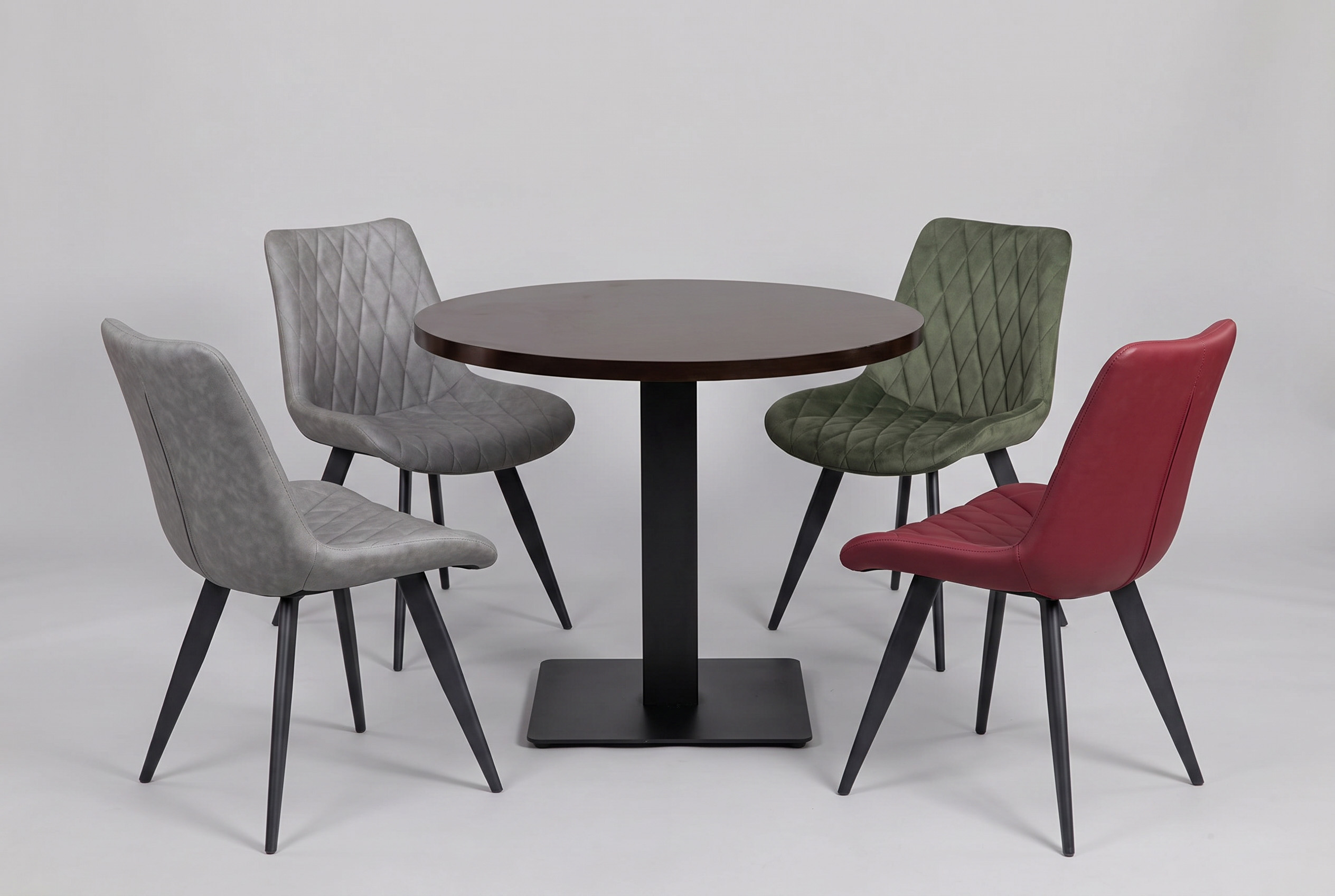 Restaurant Bistro Tisch Rund D80x3,6cm Milano Dunkelbraun Tischbein Schwarz