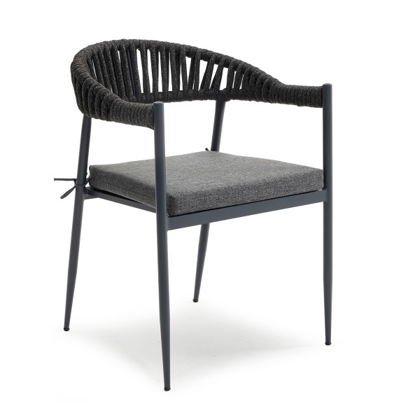 10 Stück Outdoor Stuhl Toskana mit Aluminiumrahmen für Außenbereich Anthrazit