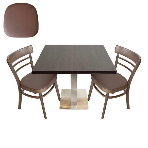 1+2 Möbel Set 60x60cm Tisch Milano Stuhl Emma Cocoa Rot Kunstleder