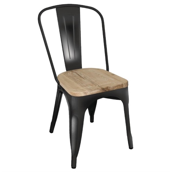 Stahlstühle Stella mit Holzsitz Restaurantstühle Hotelmöbel Stuhl